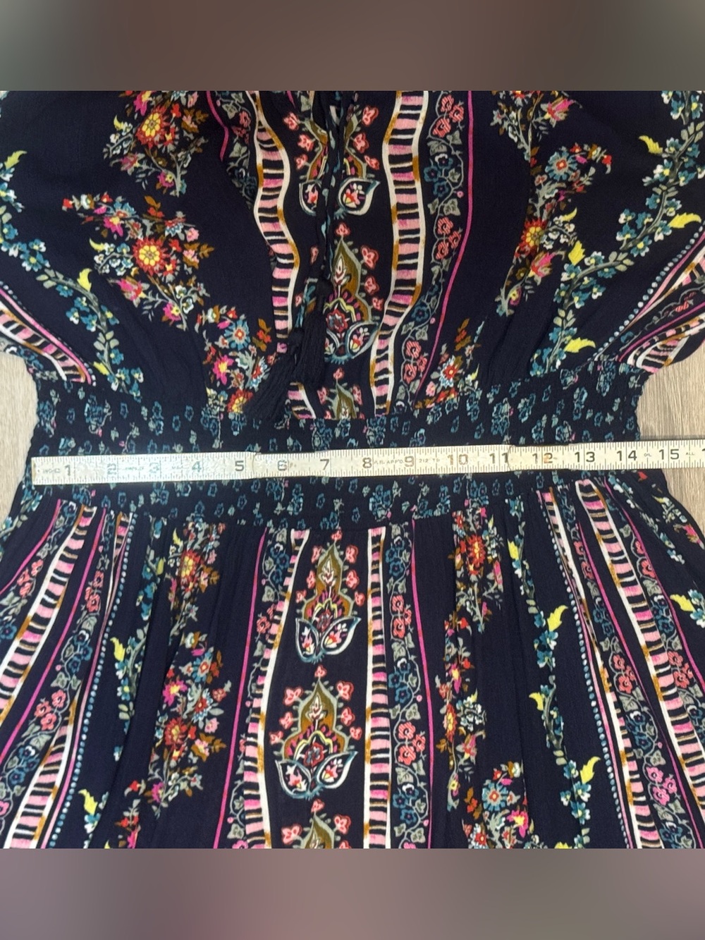 Bila Navy Floral Stripe Sundress with Pink and Green Accents - Picture 6 of 10